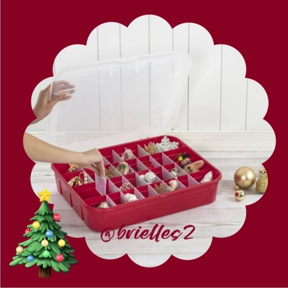 🎁 New Red Sterilite Christmas Ornament Storage Container - Secure Lid - Fall - Picture 1 of 10